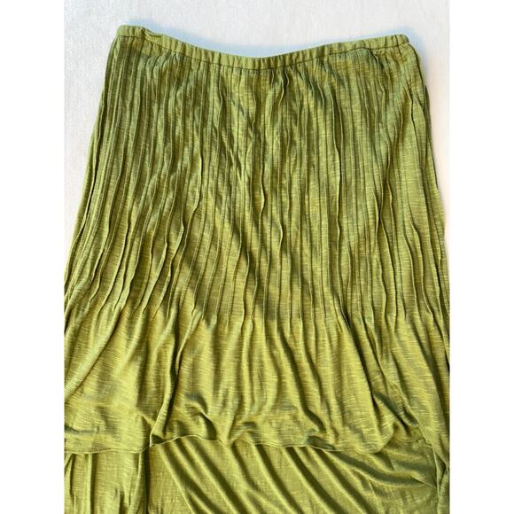 Tracy Reese Green Midi Skirt Pull on Pleated Knee High Twirl M High Low - Picture 2 of 8